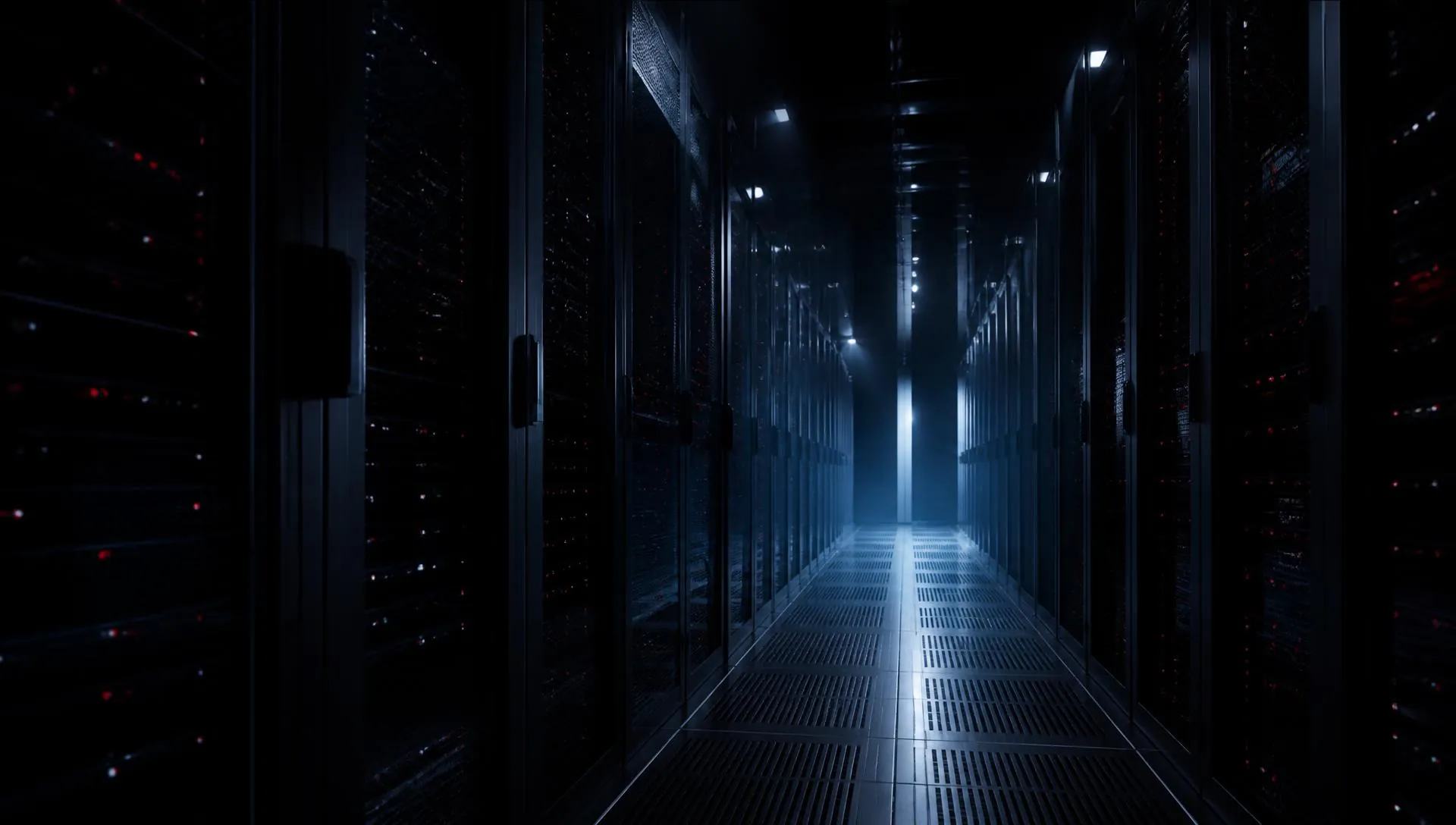 Enterprise data centre corridor with server racks