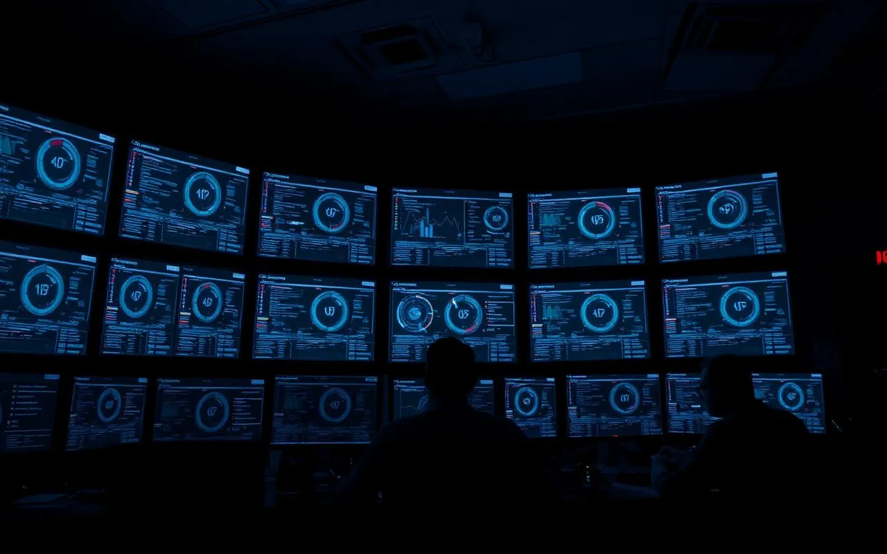 Network operations center engineers monitoring infrastructure dashboards