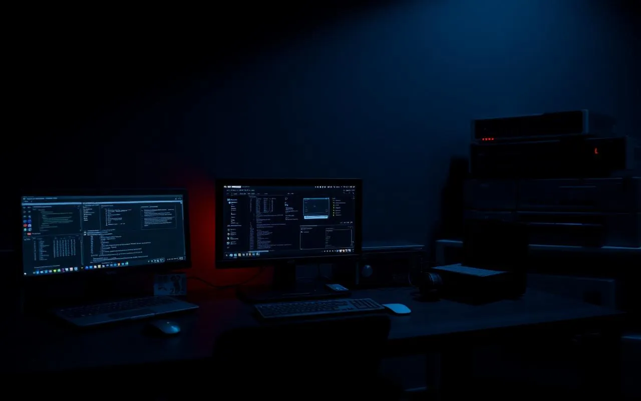 Professional business IT equipment in a modern workspace