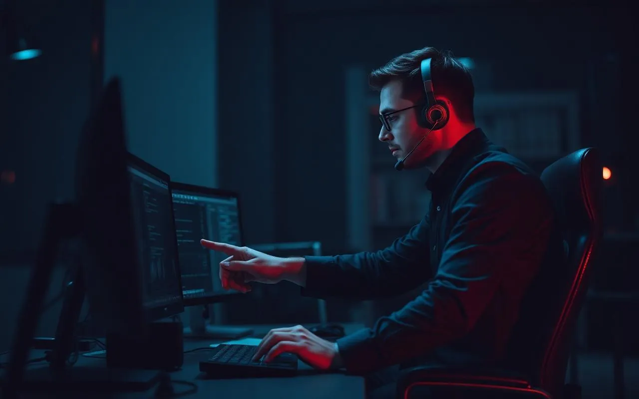 IT engineer providing hands-on support at a desk
